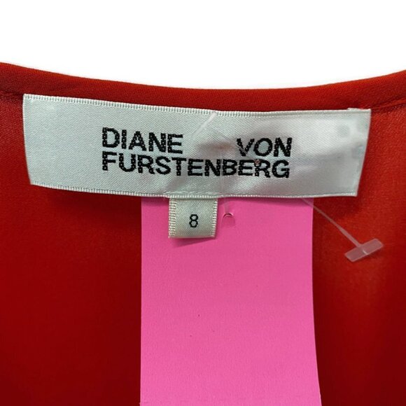 Diane Von Furstenberg Red Silk Faux Wrap Dress - Picture 4 of 4